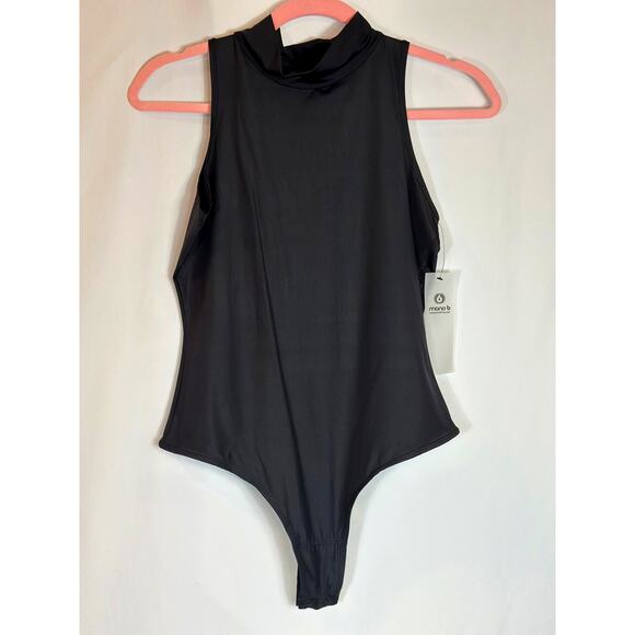 Mono b High Cowl Neck Sleeveless Bodysuit Black L - Picture 9 of 11
